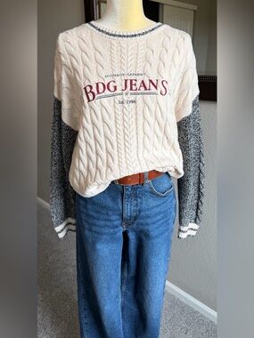 BDG Jeans Women's Chunky Cable Knit Oversized Sweater Urban Outfitters Size S